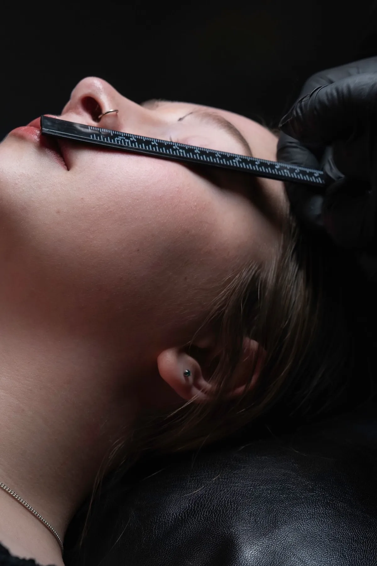 brow mapping prep for nano brows permanent makeup with a ruler