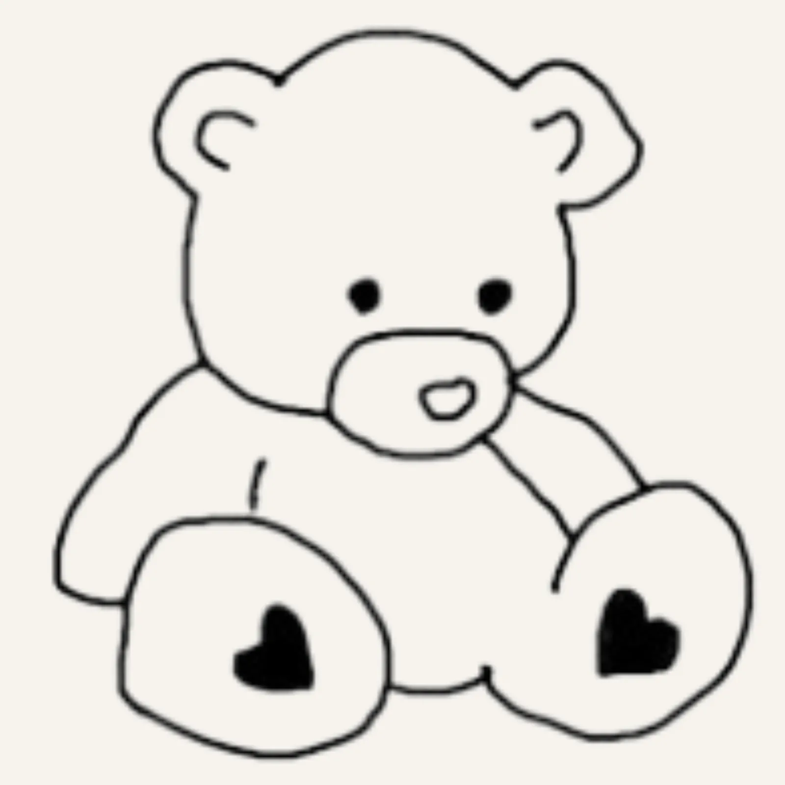 fine line flash tattoo design of a cute teddy bear with heart feet