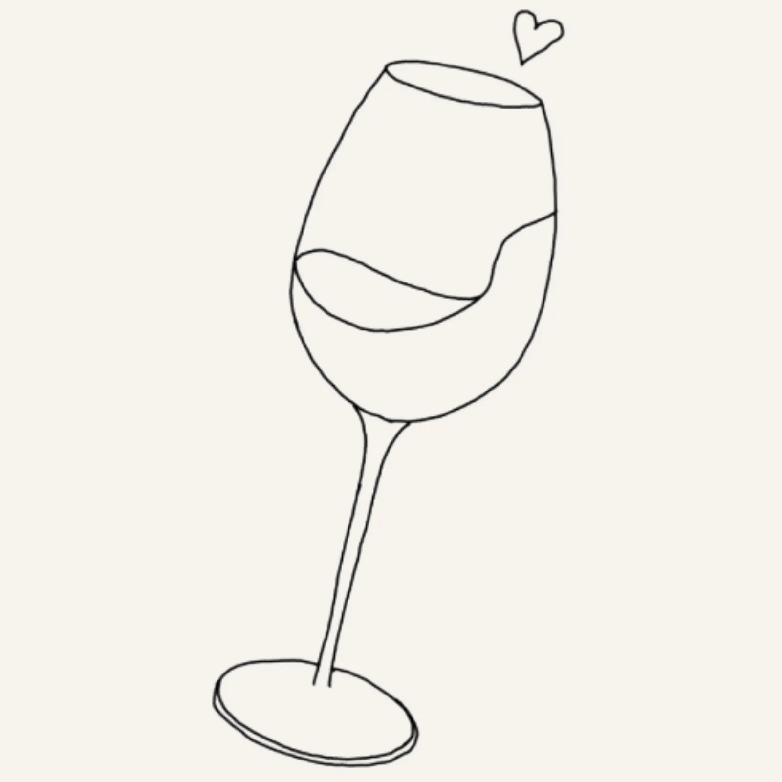 fine line flash tattoo design of a tipped wine glass with a heart above