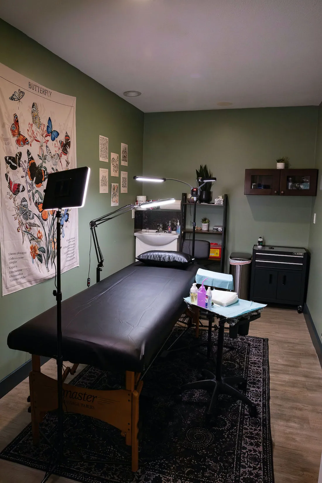 sage aesthetic vibe fine line tattoo service room in Kelowna, BC