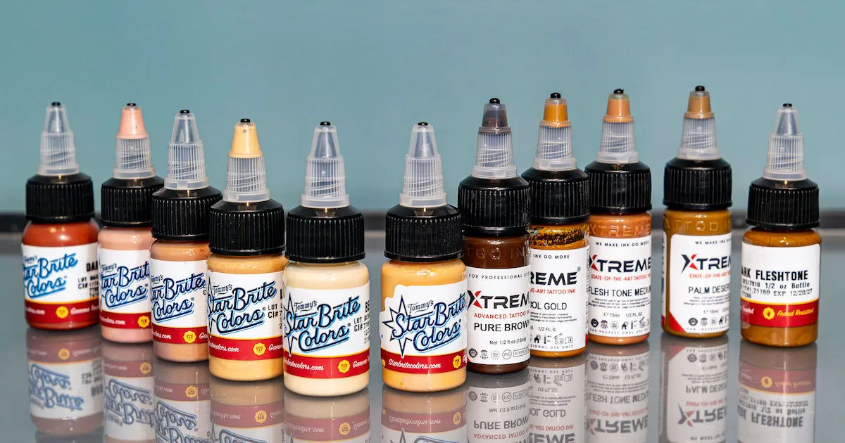 aesthetic product shot of wide range of skin tone pigments for paramedical tattooing