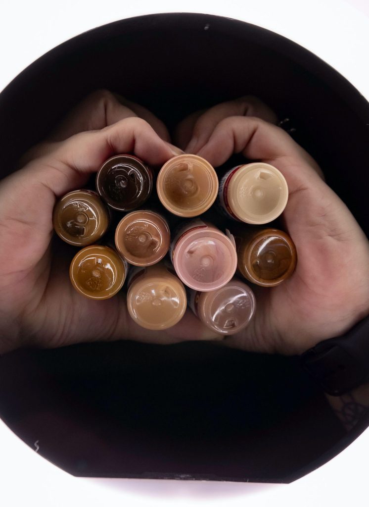 aesthetic product shot of wide range of skin tone pigments for paramedical tattooing